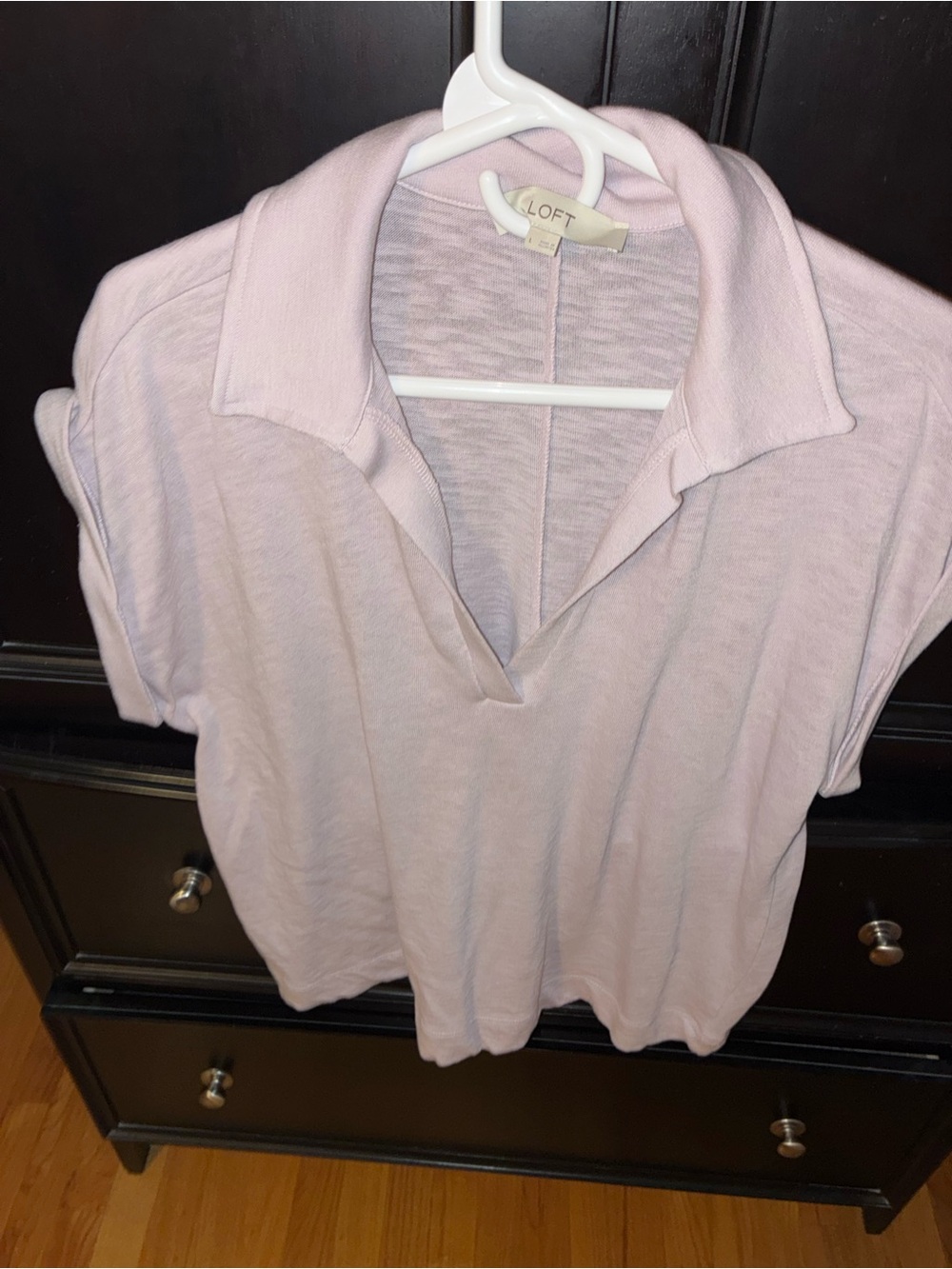 LOFT lavender Collared V-Neck Knit Top